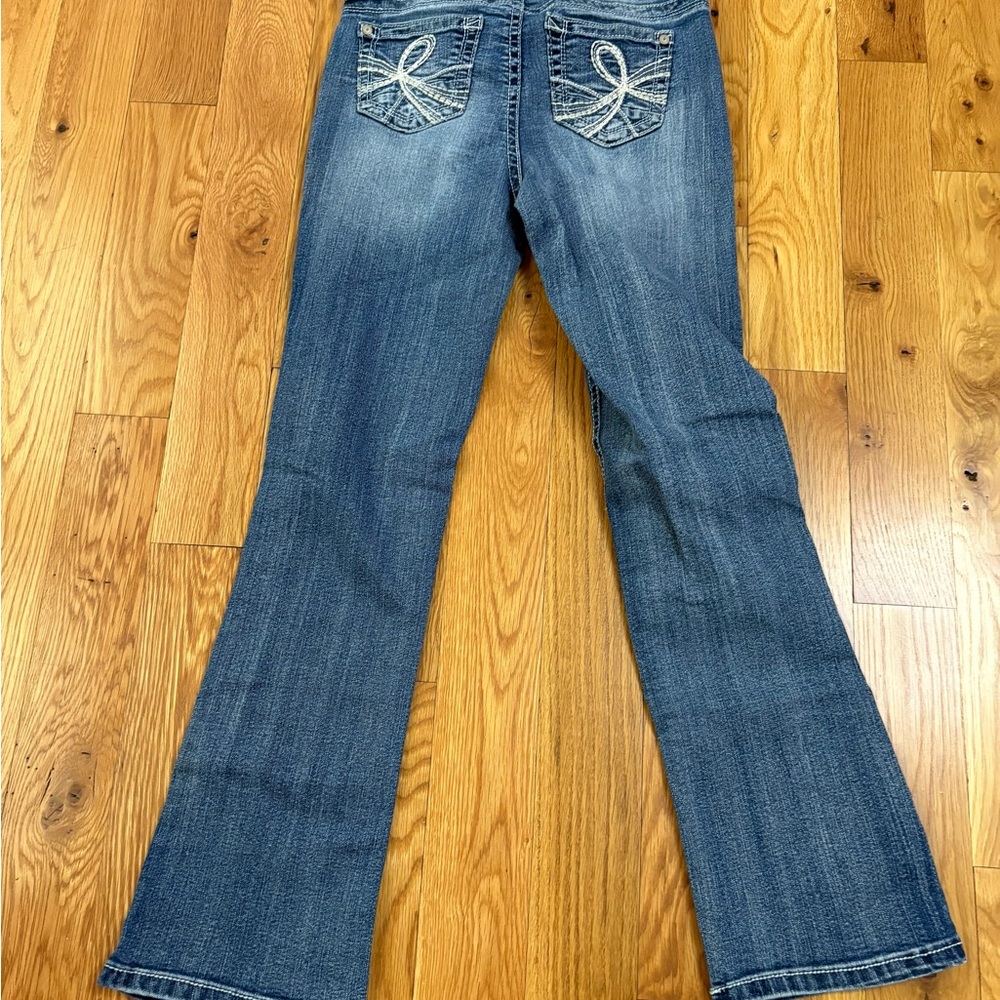 Wallflower Blue Flare Wide Leg Jeans with Unique Stitching